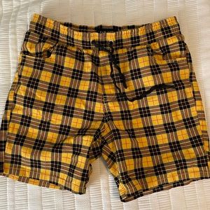 black and white striped shorts